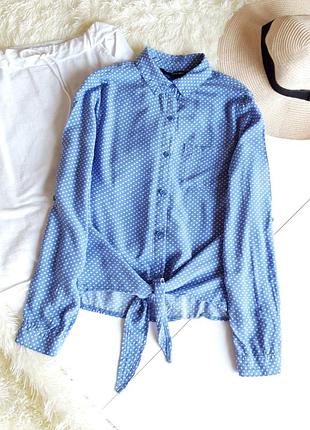 Блузка кофточка футболка рубашка горошек на завязках натуральная zara h&m bershka primark asos next mango only