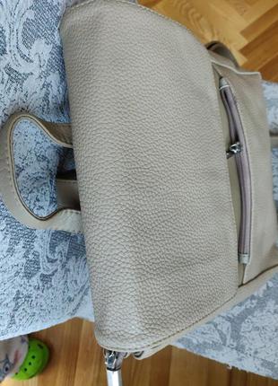 Сумка рюкзак городской стильный вместительный нюдовый беж5 фото