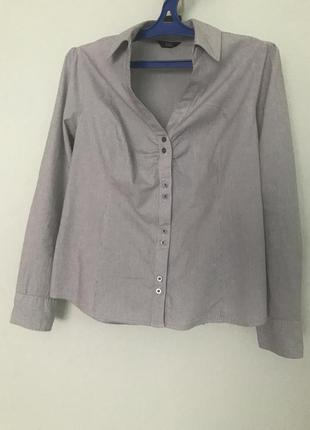 Сіра сорочка у білу смужку розмір 42-44 xl/ серая рубашка в белую полоску3 фото