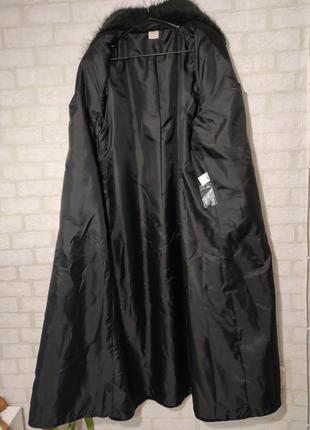 Длинное, стильное, шерстяное пальто с меховым воротом9 фото