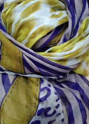 Шарф, тонкий, яркий, женский, желтый, фиолетовый, леопардовый, в полоску, h&m