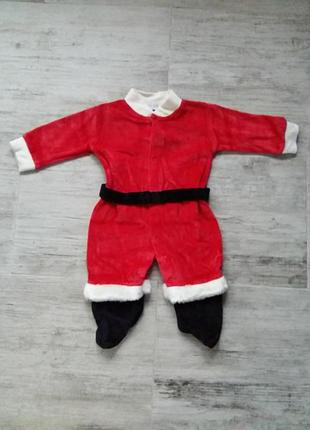 Червоний новорічний велюровий чоловічок 0-3 місяці