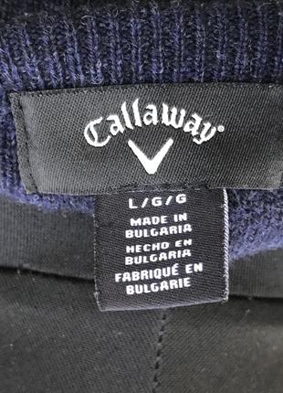 Callaway woolmark 100% шерстяной свитер пуловер синий глубокий цвет мужской l7 фото