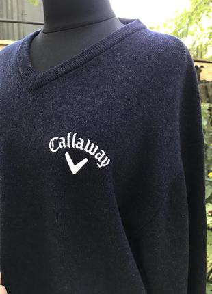 Callaway woolmark 100% вовняний светр, пуловер синій колір глибокий чоловічий l5 фото