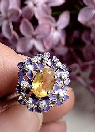 Ніжне срібне кільце 925 проба.натуральний цитрин.