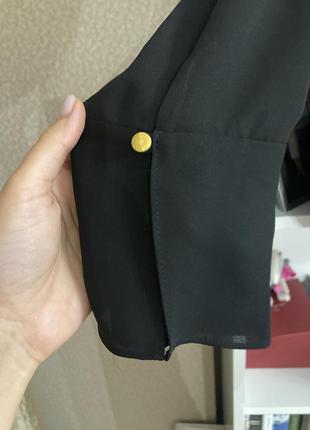 Шифоновая чёрная блуза с длинным рукавом2 фото