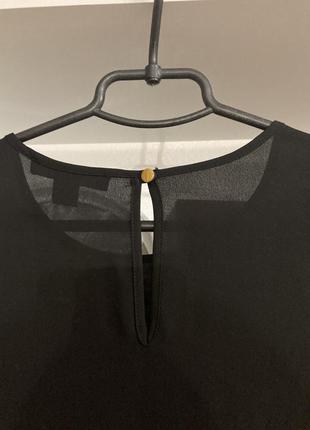 Шифонова чорна блузка з довгим рукавом3 фото