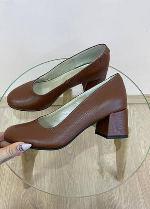 Ексклюзивні туфлі з натуральної італійської шкіри коричневі4 фото