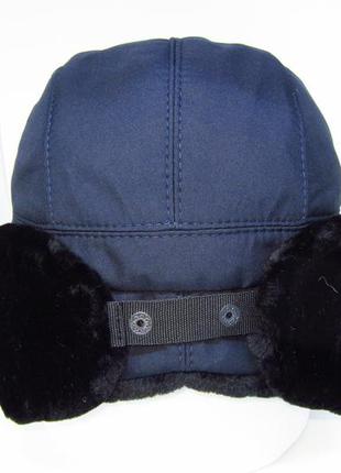 Шапка ушанка из ткани с искусственным мехом. davani 00255
