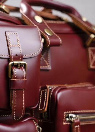 Дорожная сумка-портфель бордовая3 фото