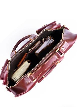 Дорожная сумка-портфель бордовая6 фото