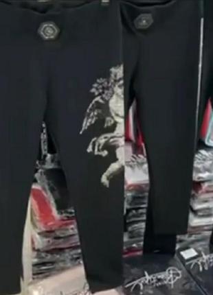 Штаны,лосины,принт ангел в стразах сваровски, размер л.