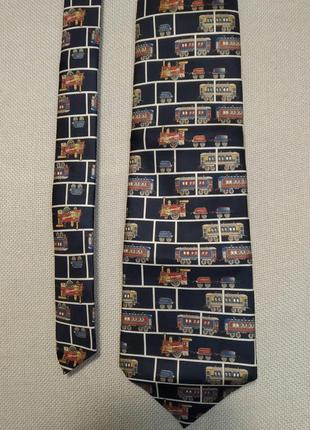 Шелковый галстук с паровозиками