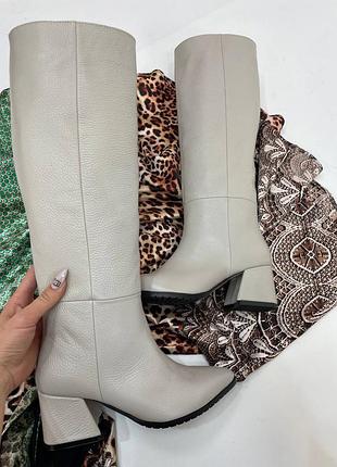 Эксклюзивные сапоги из натуральной итальянской кожи беж