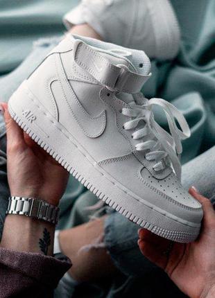 Кроссовки мужские nike air force classic высокие белые / кросівки чоловічі найк аир форс білі кроссы