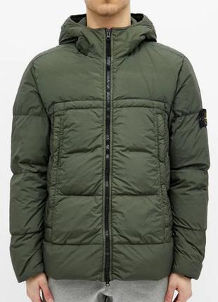 Пуховик куртка stone island crinkle reps jacket green