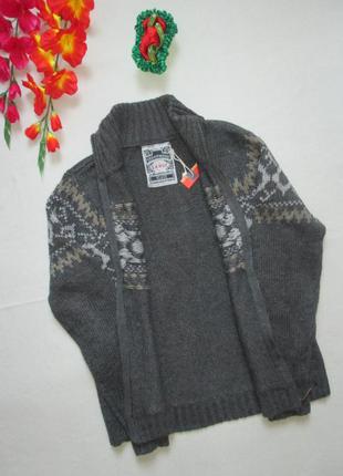 Шикарний теплющий светр кардиган в орнамент з шерстю на замочку cedarwod 🍁🌹🍁3 фото