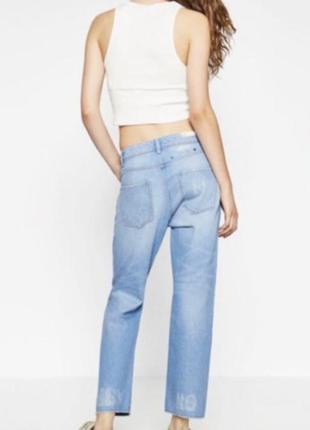 Zara хлопковые джинсы вышивка кактус.2 фото