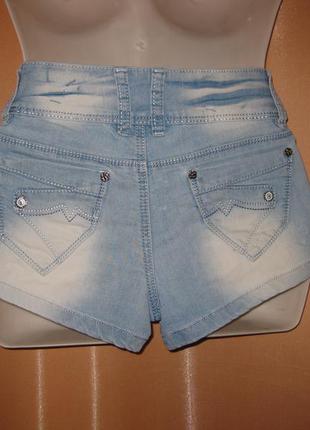 Секси шорты джинсовые светлые короткие с потертостями варенки км10173 фото