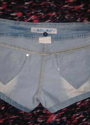 Секси шорты джинсовые светлые короткие с потертостями варенки км10179 фото