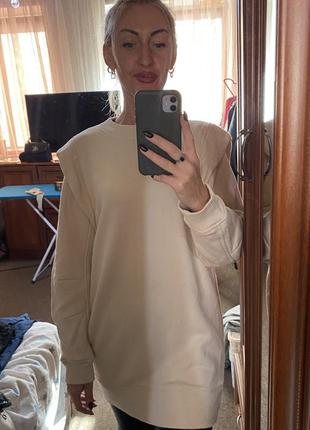Тёплая осень зима кофта удлинённая с плечами тренд - xs s