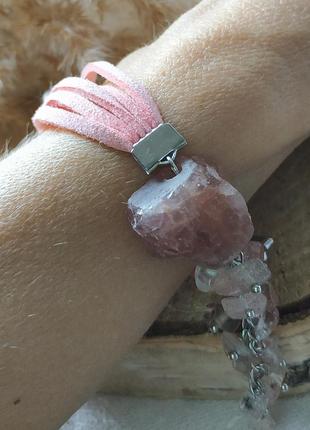 Рожевий браслет з полуничним кварцом "ніжність"