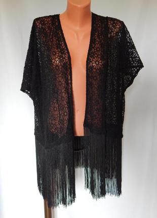 Вечерняя черная блуза* накидка* кимоно- select (размер 38)1 фото