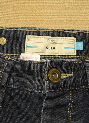 Прямые резаные темно-синие джинсы next slim англия 30 r..3 фото
