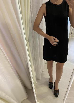 Сукня сарафан zara плаття в рубчик чорна сукня трикотажне5 фото