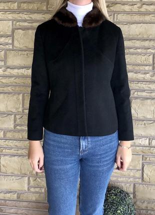 Дизайнерский шерстяной пиджак с норкой / укорочённое пальтишко с норкой🍁2 фото