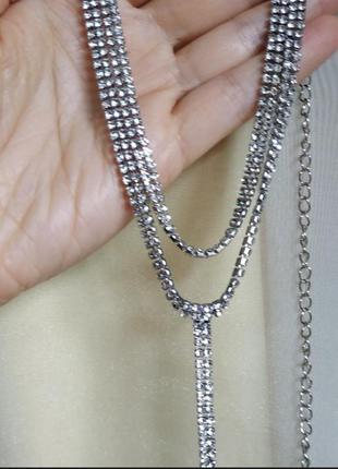 Чокер на шею срібло серебро вечерний вечірній ожерелье колье6 фото