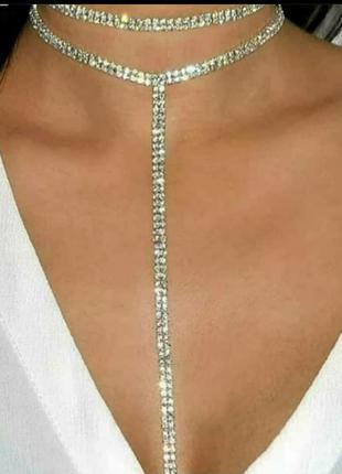 Чокер на шею срібло серебро вечерний вечірній ожерелье колье5 фото