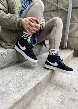 Nike blazer mid black кроссовки найк блейзер в черном цвете