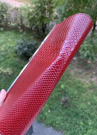 Клатч кошелёк new look красно бордовый цвет змеиный принт10 фото