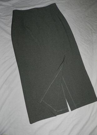 Элегантная,длинная,серая юбка-карандаш с разрезами,c&a7 фото