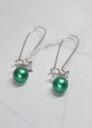 Чарівні сережки xuping з перлами swarovski 💎 і фіанітами.5 фото