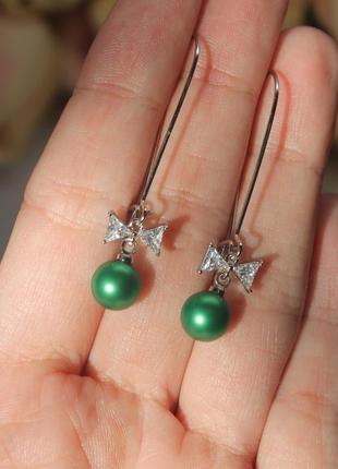 Чарівні сережки xuping з перлами swarovski 💎 і фіанітами.2 фото