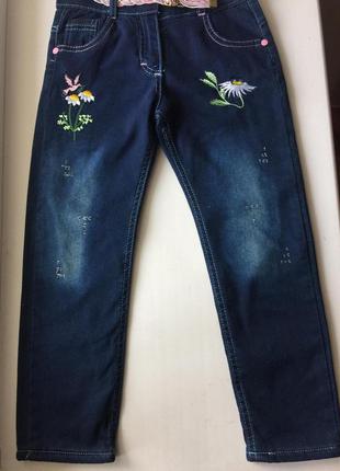 Джинси утеплені хутром/ травичка / розмір 128 нові