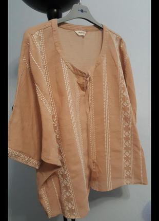Блуза этно стиль бохо блузка оверсайз 100% хлопок балахон футболка marcs & spencer разлетайка узор этно стиль вышивка4 фото
