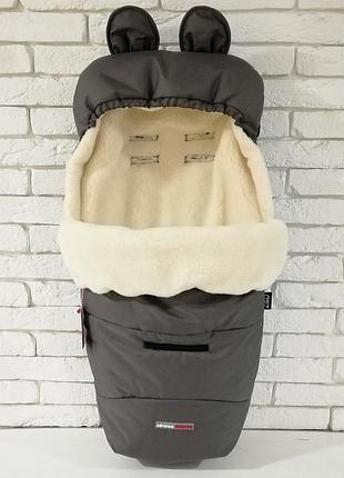 Зимовий конверт на овчині, чохол футмуф у коляску та санки z&d thermo, польща. maxi розмір