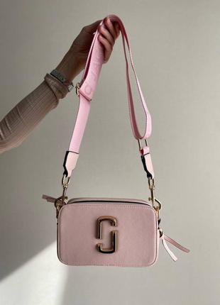 Marc jacobs snapshot pink logo женская брендовая розовая стильная сумочка с ремешком жіноча рожева модна сумка