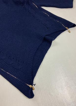 Синий вязаный свитер  с молниями5 фото