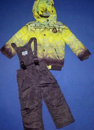Зимовий теплий комбінезон (куртка від newsoon на хлопчика, носили від 90см до 106см, з 2до4лет