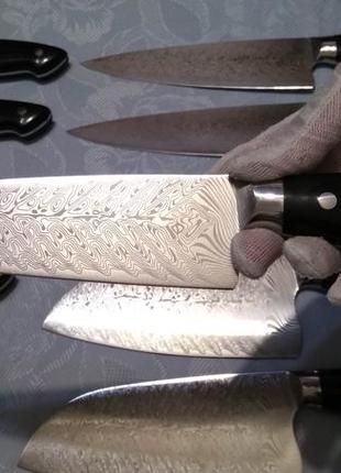 Кухонний ніж шеф з дамаської текстировкой (сталь 440с, 58-60 hrc)1 фото