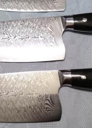 Кухонные нож сантоку с дамасской текстировкой (17,7 см. длина лезвия)2 фото