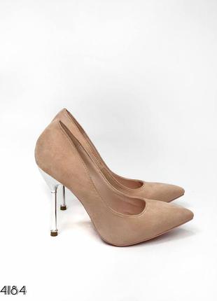 4184👑жіночі туфлі човники в штучної замші на залізниці шпильці угорщина