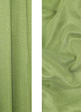 Порт'єрна тканина для штор блекаут-льон салатового кольору1 фото