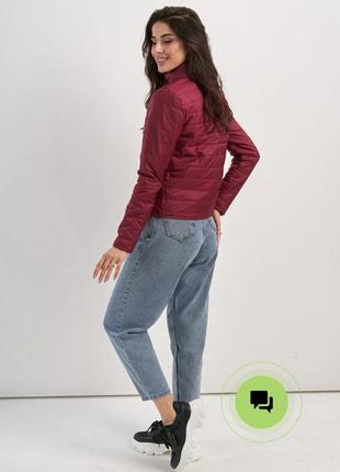 Женская куртка бордовая на змейке с карманами короткая однотонная осенняя весенняя модная трендовая стильная4 фото