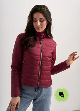 Женская куртка бордовая на змейке с карманами короткая однотонная осенняя весенняя модная трендовая стильная5 фото
