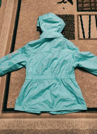 Pampolina куртка-ветровка дождевик р 110-116 бирюзовая с вышивкой7 фото